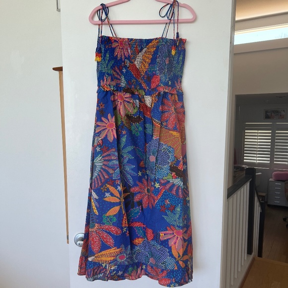 NWT Farm Rio Smocked Cover-Up Midi Dress - Picture 5 of 7
